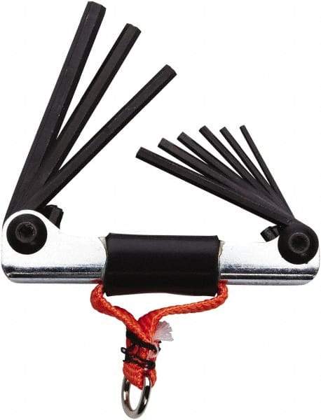 Proto - 6 Piece Fold-Up Tethered Hex Key Set - Hex Range 3 to 10mm, Steel - Best Tool & Supply