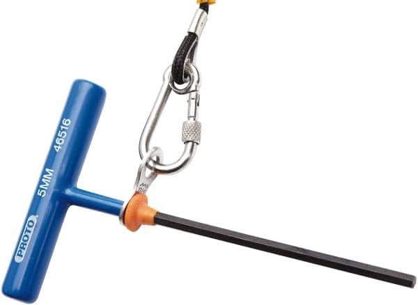 Proto - 5mm Hex, Tethered T-Handle Cushion Grip, Hex Key - 6" OAL, Alloy Steel, Metric System of Measurement - Best Tool & Supply