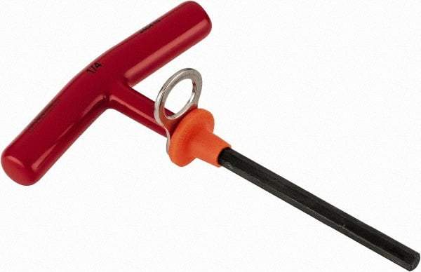 Proto - 1/4" Hex, Tethered T-Handle Cushion Grip, Hex Key - 6" OAL, Alloy Steel, Inch System of Measurement - Best Tool & Supply