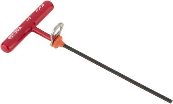 Proto - 1/8" Hex, Tethered T-Handle Cushion Grip, Hex Key - 6" OAL, Alloy Steel, Inch System of Measurement - Best Tool & Supply