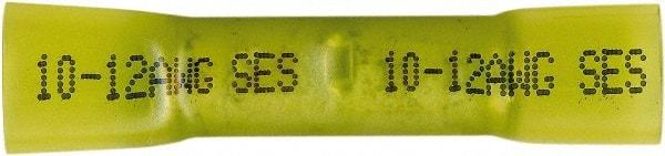 Value Collection - 12 to 10 AWG Compatible, Heat Shrink & Polyolefin Fully Insulated, Crimp-On Butt Splice Terminal - Yellow - Best Tool & Supply