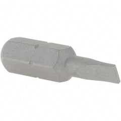 VEGA Industries - 3/16" x 0.034" Blade, 1/4" Drive Slotted Screwdriver Bit - 1" OAL, Insert Bit - Best Tool & Supply