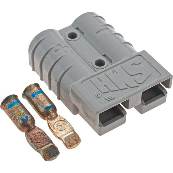 Made in USA - 6 AWG, 600 V, 50 A, Silver-Plated Copper Battery Connector - Gray - Best Tool & Supply