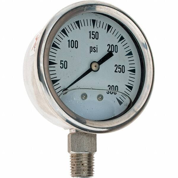 Value Collection - 2-1/2" Dial, 1/4 Thread, 0-300 Scale Range, Pressure Gauge - Best Tool & Supply