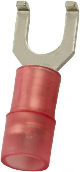 Value Collection - #6 Stud, 22 to 16 AWG Compatible, Partially Insulated, Crimp Connection, Flanged Fork Terminal - Best Tool & Supply