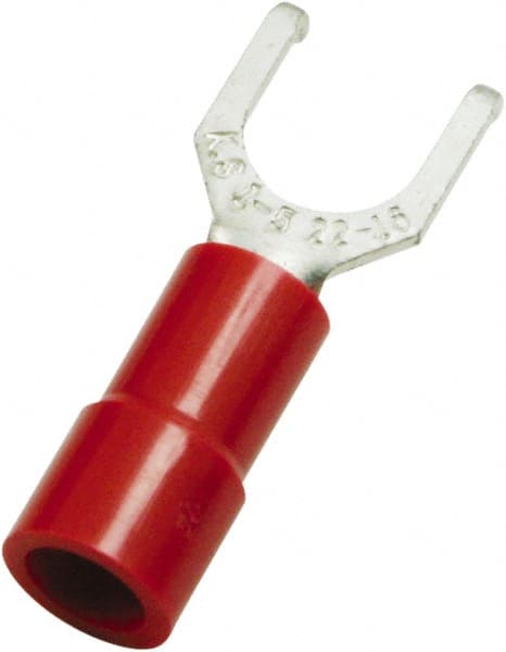 Value Collection - #6 Stud, 22 to 16 AWG Compatible, Partially Insulated, Flanged Fork Terminal - Best Tool & Supply