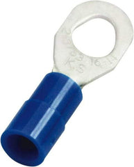 Value Collection - 16-14 AWG Partially Insulated Crimp Connection D Shaped Ring Terminal - #10, 6 & 8 Stud, 25.3mm OAL x 8.6mm Wide, Copper Contact - Best Tool & Supply