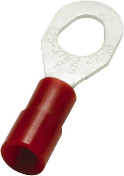 Value Collection - 22-16 AWG Partially Insulated Crimp Connection D Shaped Ring Terminal - #10, 6 & 8 Stud, 25.3mm OAL x 8.6mm Wide, Copper Contact - Best Tool & Supply