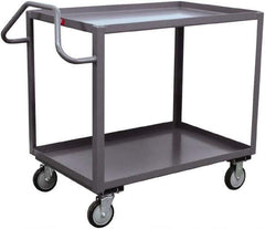 Jamco - 1,200 Lb Capacity, 30" Wide x 60" Long x 35" High Ergonomic Utility Cart - 2 Shelf, Steel, 2 Rigid/2 Swivel Casters - Best Tool & Supply