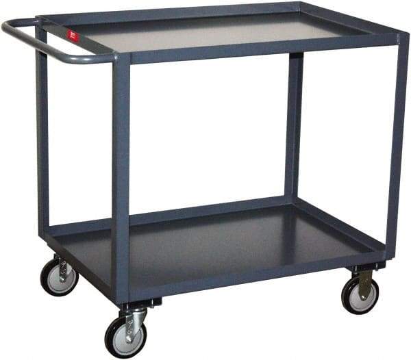 Jamco - 1,200 Lb Capacity, 30" Wide x 60" Long x 35" High Service Cart - 2 Shelf, Steel, 2 Rigid/2 Swivel Casters - Best Tool & Supply