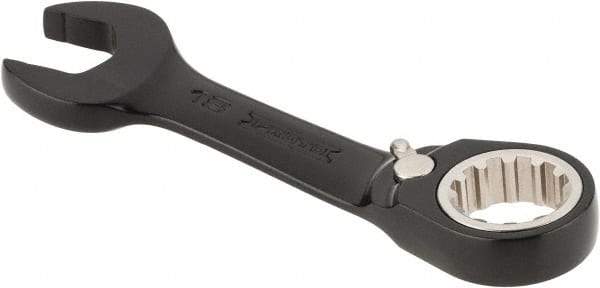 Proto - 18mm 12 Point Offset Combination Wrench - 15° Offset Angle, 5-5/32" OAL, Steel, Black Chrome Finish - Best Tool & Supply