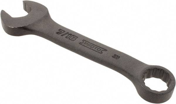 Proto - 7/16" 12 Point Offset Combination Wrench - 15° Offset Angle, 4-1/16" OAL, Steel, Black Finish - Best Tool & Supply