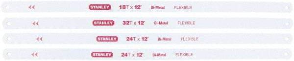 Stanley - 12" Long, 18, 24 and 32 Teeth per Inch, Bi-Metal Hand Hacksaw Blade - Toothed Edge, 1/2" Wide x 0.025" Thick, Flexible - Best Tool & Supply