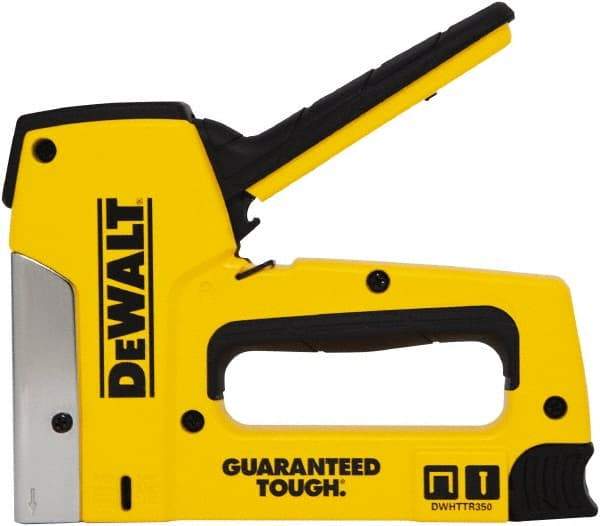 DeWALT - Manual Staple Gun - 1/4, 5/16, 3/8, 1/2, 9/16" Staples, Yellow & Black, Aluminum - Best Tool & Supply