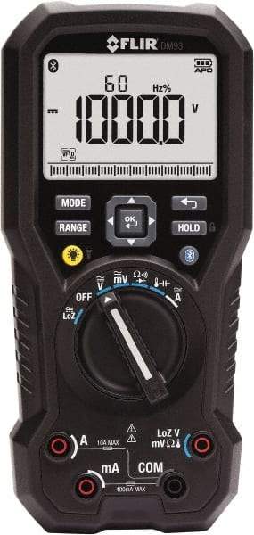 FLIR - DM93-NIST, CAT IV, 1,000 VAC/VDC, Digital Wireless Multimeter - 40 mOhm, Measures Voltage, Capacitance, Current, Frequency, Resistance, Temperature - Best Tool & Supply