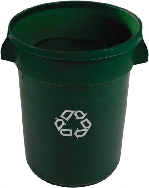 Rubbermaid - 32 Gal Green Round Recycling Container - Polyethylene, 59" High - Best Tool & Supply