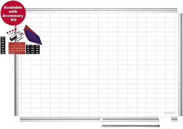 MasterVision - 36" High x 48" Wide Magnetic Dry Erase Calendar - Steel - Best Tool & Supply