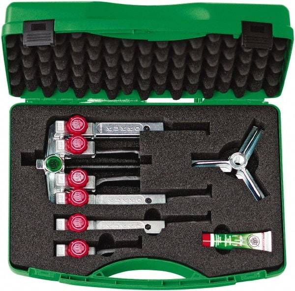 KUKKO - 9 Piece, 5 Ton Capacity, 1-7/16 to 3-9/16" Spread, Multi-Purpose Puller Set - 1 Bolt, 6 Jaws, 9" OAL, 8" Reach - Best Tool & Supply