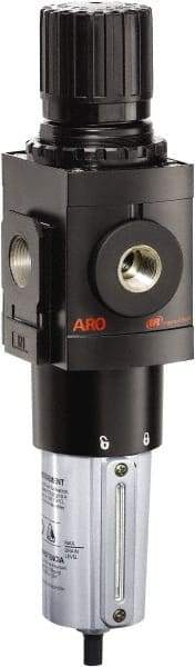 ARO/Ingersoll-Rand - 3/4" NPT Port Heavy Duty 1 Piece Filter/Regulator FRL Unit - Metal Bowl, 236 SCFM, 250 Max psi, 13.642" High x 4.091" Long, Manual Drain - Best Tool & Supply