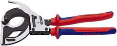 Knipex - 12-1/4" OAL, 24 AWG Capacity, Cable Cutter Pliers - Ratchet Head, Comfort Grip Handles, with Spring - Best Tool & Supply