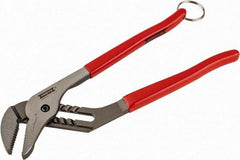 Proto - 12" OAL, 2-1/2" Jaw Width, 7 Position Tethered Tongue & Groove Pliers - V-Jaws, Vinyl Handles - Best Tool & Supply