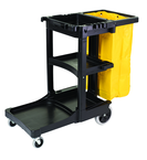 Cleaning Cart w/zipper Red yellow vinyl bag (20.8 gal capacity) Non-marking 8" wheels and 4" casters - Best Tool & Supply