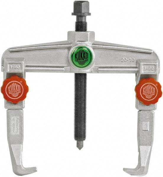 KUKKO - 2 Jaw, 1-7/16" to 3-9/16" Spread, 5 Ton Capacity, Reversible Puller - 3.94" Reach, 8" Long, For Gears, Bearings, Pulleys, Bushings, Seals - Best Tool & Supply