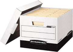 BANKERS BOX - 1 Compartment, 12-3/4" Wide x 10-3/8" High x 16-1/2" Deep, Storage Box - Corrugated Cardboard, White/Black - Best Tool & Supply