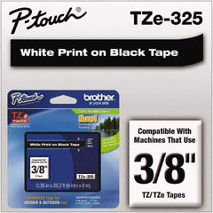 Brother - 3/8" Wide x 314.4" Long, Black Plastic/Paper Tape Cassette - For Label Maker - Best Tool & Supply