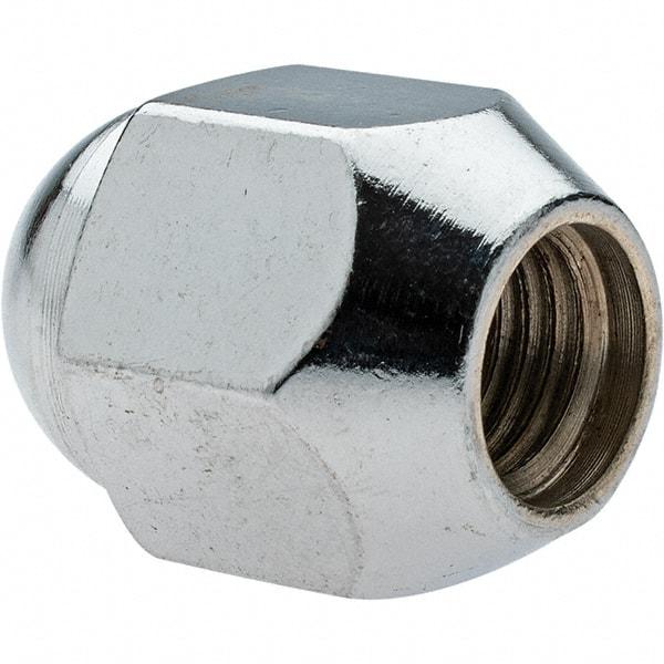 Value Collection - M12-1.5 Chrome Finish Capped Wheel Nut - 21mm Hex, 30mm Overall Length, 60° Seat Angle - Best Tool & Supply