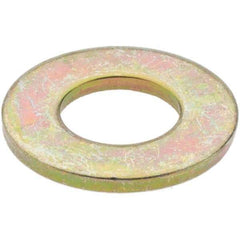 Value Collection - 3/8" Screw, Grade 8 Steel SAE Flat Washer - 13/32" ID x 13/16" OD, 1/16" Thick, Zinc Yellow Dichromate Finish - Best Tool & Supply