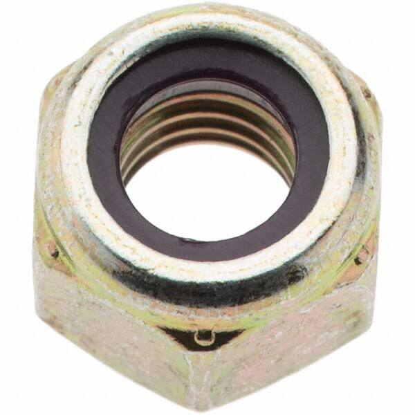 Value Collection - 5/16-18 UNC Grade 8 Hex Lock Nut with Nylon Insert - 1/2" Width Across Flats, 23/64" High, Zinc Yellow Dichromate Finish - Best Tool & Supply