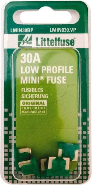 Littelfuse - 30 Amp, Automotive Fuse - 0.429" Long, Green, Littlefuse LMIN030 - Best Tool & Supply