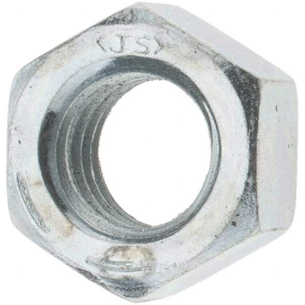 Value Collection - 3/8-16 UNC Steel Right Hand Hex Nut - 9/16" Across Flats, 21/64" High, Zinc-Plated Finish - Best Tool & Supply