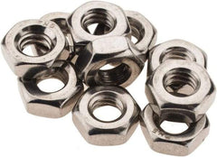 Value Collection - 1/4-20 UNC Stainless Steel Right Hand Machine Screw Hex Nut - 7/16" Across Flats, 7/32" High, Uncoated - Best Tool & Supply