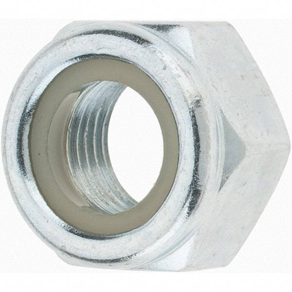 Value Collection - M12x1.25 Metric Fine Grade 8 Hex Lock Nut with Nylon Insert - 12mm High, Zinc-Plated Finish - Best Tool & Supply