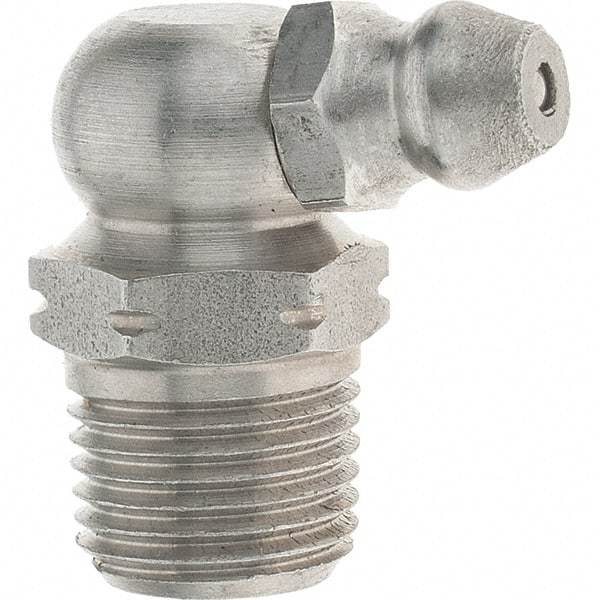 Value Collection - 90° Head Angle, 1/8-27 Stainless Steel Standard Grease Fitting - Best Tool & Supply