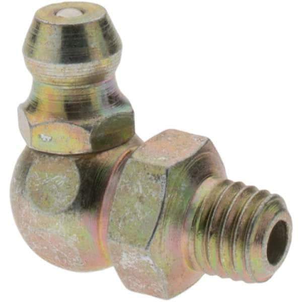 Value Collection - 90° Head Angle, 1/4-28 Taper Thread Grease Fitting - Zinc Plated Finish - Best Tool & Supply