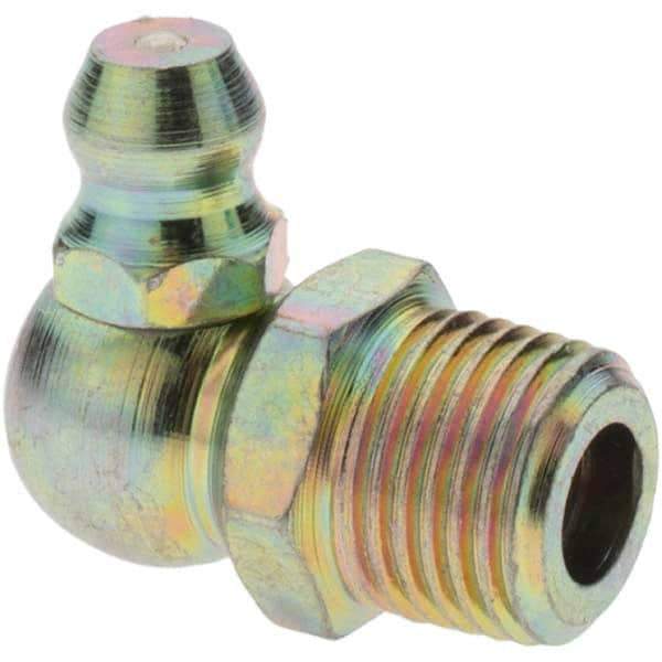 Value Collection - 90° Head Angle, 1/8-27 Standard Grease Fitting - Zinc Plated Finish - Best Tool & Supply