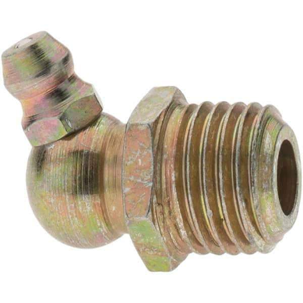 Value Collection - 65° Head Angle, 1/4-18 Standard Grease Fitting - Zinc Plated Finish - Best Tool & Supply