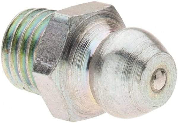 Value Collection - Straight Head Angle, 1/4-28 Taper Thread Grease Fitting - Zinc Plated Finish - Best Tool & Supply