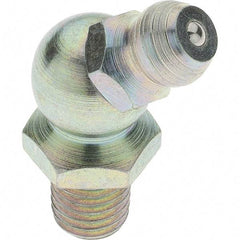 Value Collection - 45° Head Angle, 1/4-28 Taper Thread Grease Fitting - Zinc Plated Finish - Best Tool & Supply