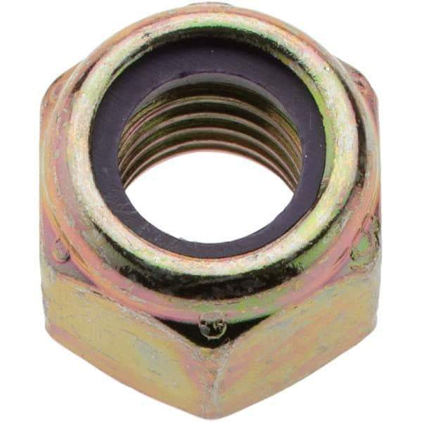 Value Collection - 1/2-13 UNC Grade 8 Hex Lock Nut with Nylon Insert - 3/4" Width Across Flats, 39/64" High, Zinc Yellow Dichromate Finish - Best Tool & Supply