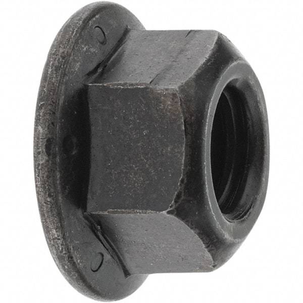 Made in USA - 1/2-13 UNC Grade G Hex Flange Lock Nut with Distorted Thread - Uncoated - Best Tool & Supply