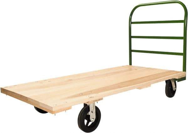 Fairbanks - 1,600 Lb Capacity Hardwood/Steel Platform Truck - Hardwood Deck, 30" OAW, 60" Platform Length, Mold On Rubber Casters - Best Tool & Supply