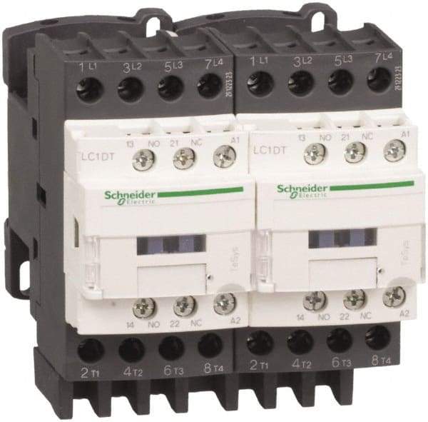 Schneider Electric - 4 Pole, 120 Coil VAC at 50/60 Hz, 20 Amp at 440 VAC, Reversible IEC Contactor - Bureau Veritas, CCC, CSA, CSA C22.2 No. 14, DNV, EN/IEC 60947-4-1, EN/IEC 60947-5-1, GL, GOST, LROS, RINA, RoHS Compliant, UL 508, UL Listed - Best Tool & Supply