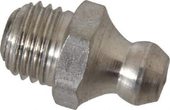 PRO-LUBE - Straight Head Angle, M8x1.0 Metric Stainless Steel Standard Grease Fitting - 9mm Hex - Best Tool & Supply