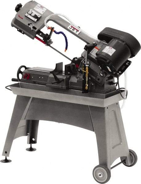 Jet - 5 x 8" Manual Horizontal Bandsaw - 1 Phase, 1/2 hp, 115 Volts, 45° Angle of Vise Rotation, Step Pulley Drive - Best Tool & Supply