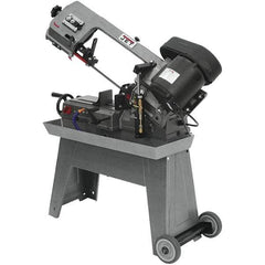 Jet - 7-1/2 x 5" Max Capacity, Manual Geared Head Horizontal Bandsaw - 85, 125 & 200 SFPM Blade Speed, 115/230 Volts, 45°, 0.5 hp, 1 Phase - Best Tool & Supply