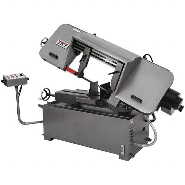 Jet - 12 x 35" Max Capacity, Semi-Automatic Variable Speed Pulley Horizontal Bandsaw - 82 to 262 SFPM Blade Speed, 230 Volts, 45°, 3 hp, 3 Phase - Best Tool & Supply